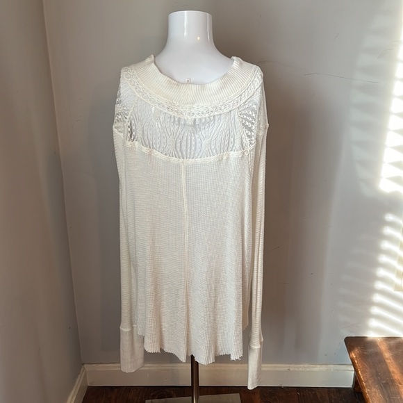 Free People Spring Valley Lace Trim Tunic White Size XS - Picture 8 of 8